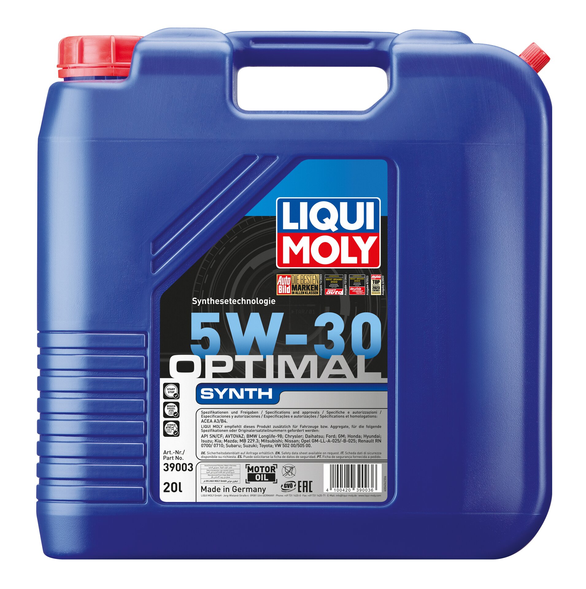 Синтетическое моторное масло Optimal Synth 5W 30 20 л 39003 LIQUI MOLY