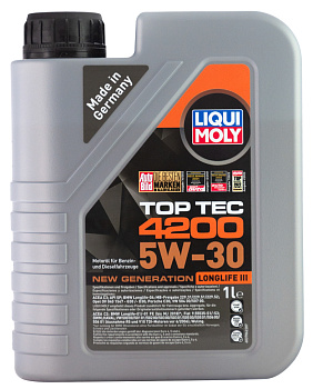 НС-синтетическое моторное масло Top Tec 4200 5W-30 New Generation 1 л. артикул 8972 LIQUI MOLY