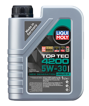НС-синтетическое моторное масло Top Tec 4200 5W-30 Diesel New Generation 1 л. артикул 2375 LIQUI MOLY