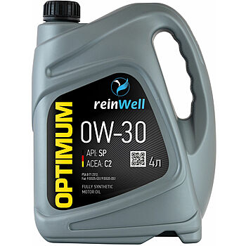 4952 ReinWell Моторное масло 0W-30 API SP, ACEA C2 (4л) - 4 л