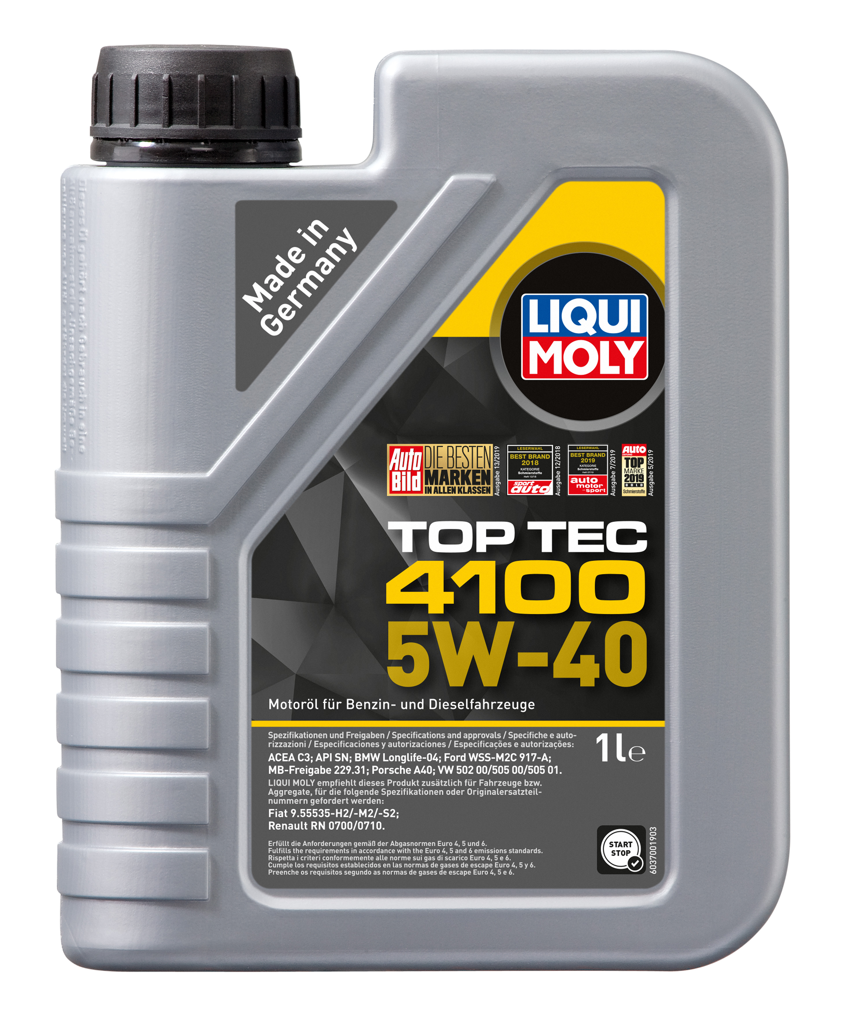 НС-синтетическое моторное масло Top Tec 4100 5W-40 1 л. 7500 LIQUI MOLY -  купить по низкой цене