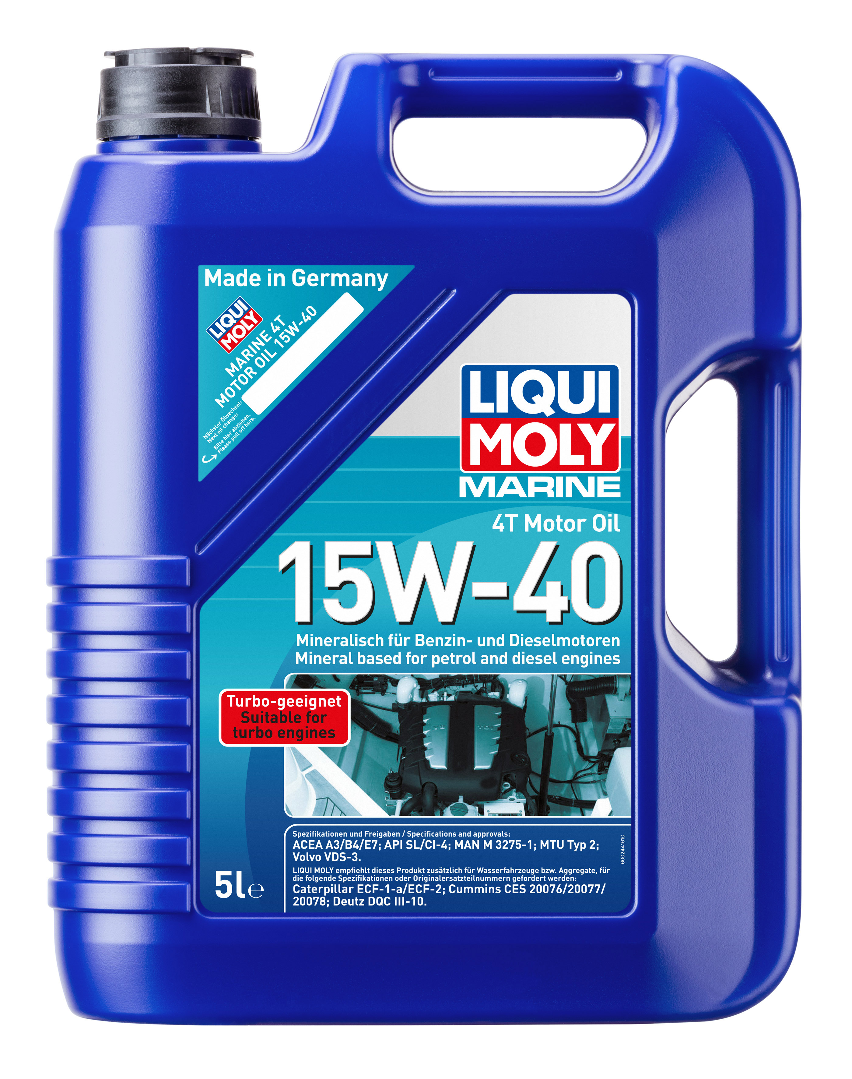 Минеральное моторное масло для лодок Marine 4T Motor Oil 15W-40 5 л. 25016 LIQUI  MOLY - купить по низкой цене