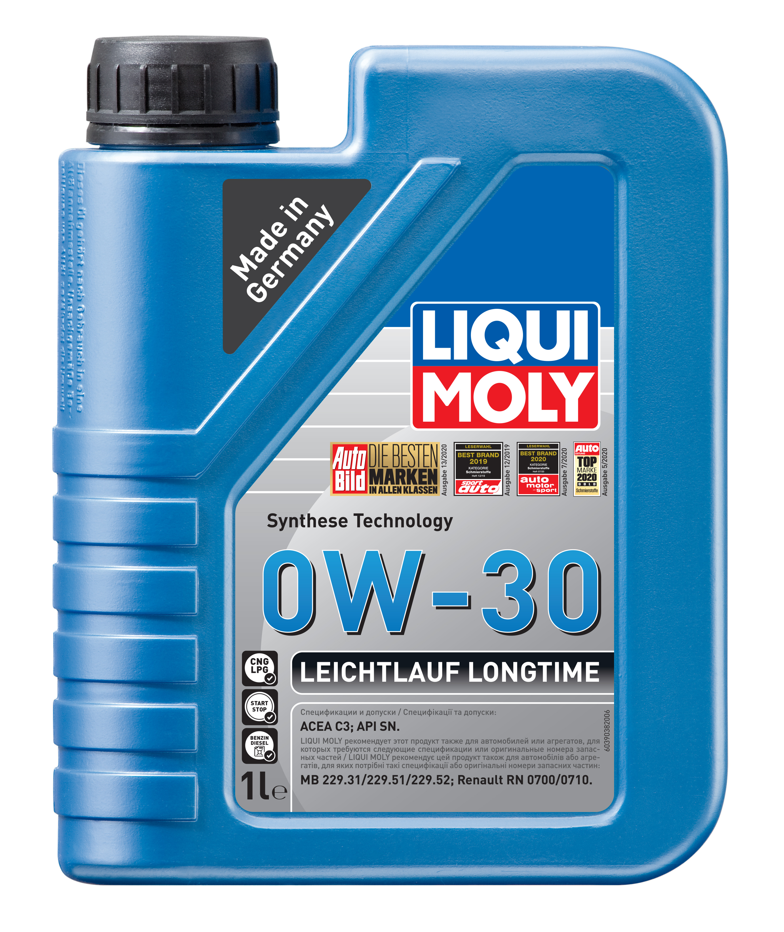 Синтетическое моторное масло Leichtlauf Longtime 0W-30 1 л. 39038 LIQUI MOLY  - купить по низкой цене