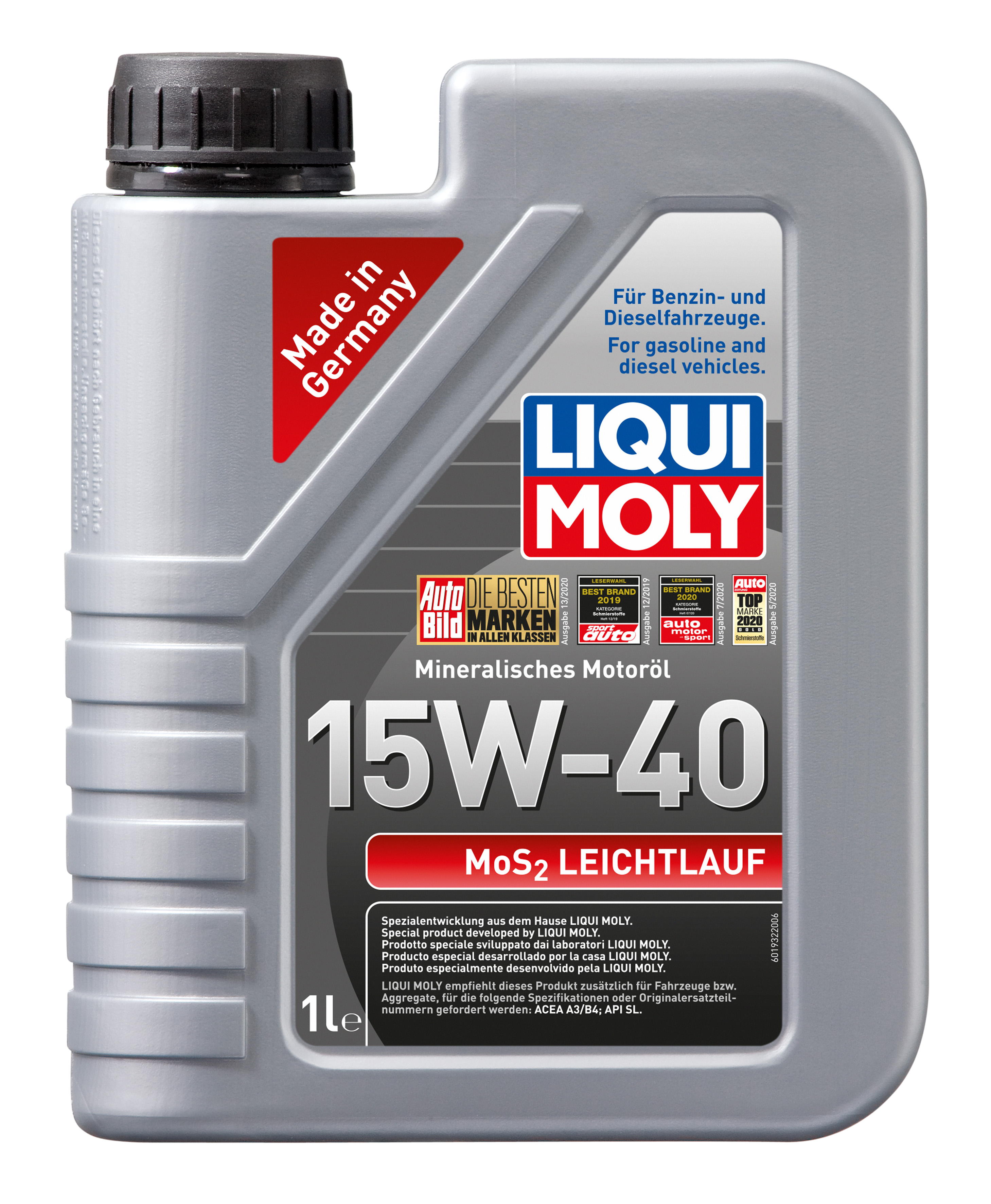 Минеральное моторное масло MoS2 Leichtlauf 15W-40 1 л. 2570 LIQUI MOLY -  купить по низкой цене