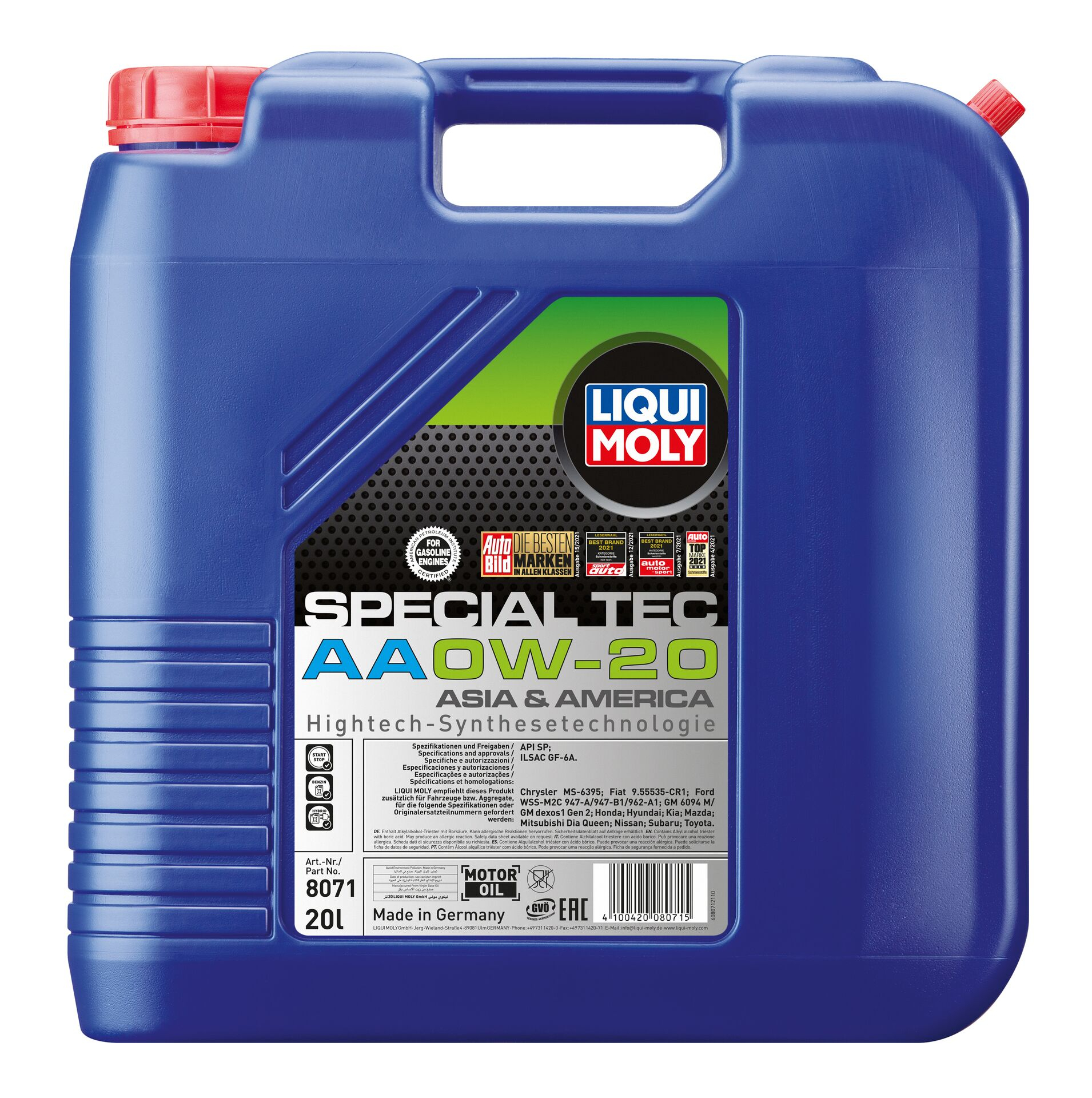 НС-синтетическое моторное масло Special Tec AA 0W-20 20 л. 8071 LIQUI MOLY  - купить по низкой цене