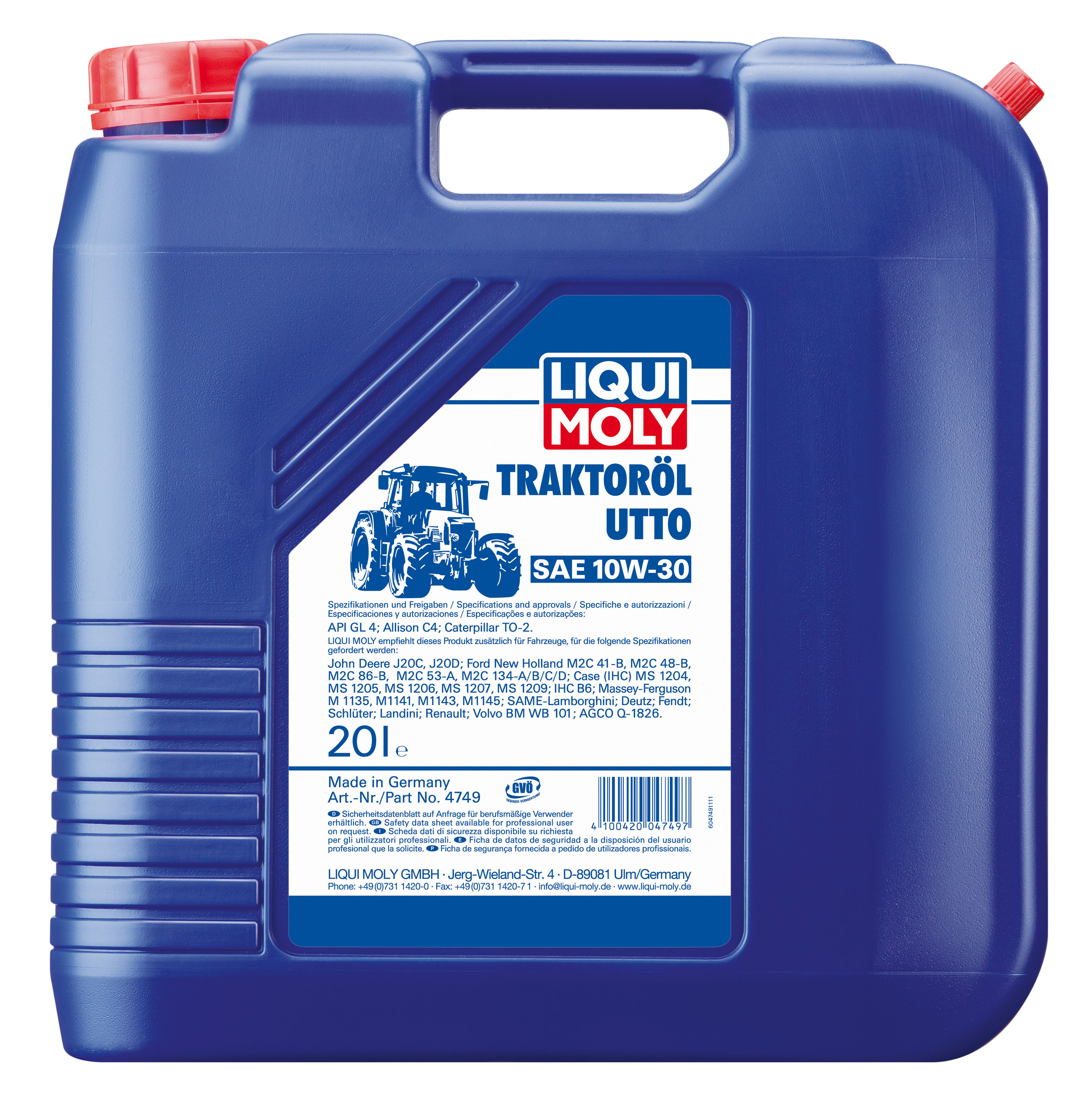 Минеральное трансмиссионное масло для тракторов Traktoroil UTTO 10W-30 20  л. 4749 LIQUI MOLY - купить по низкой цене