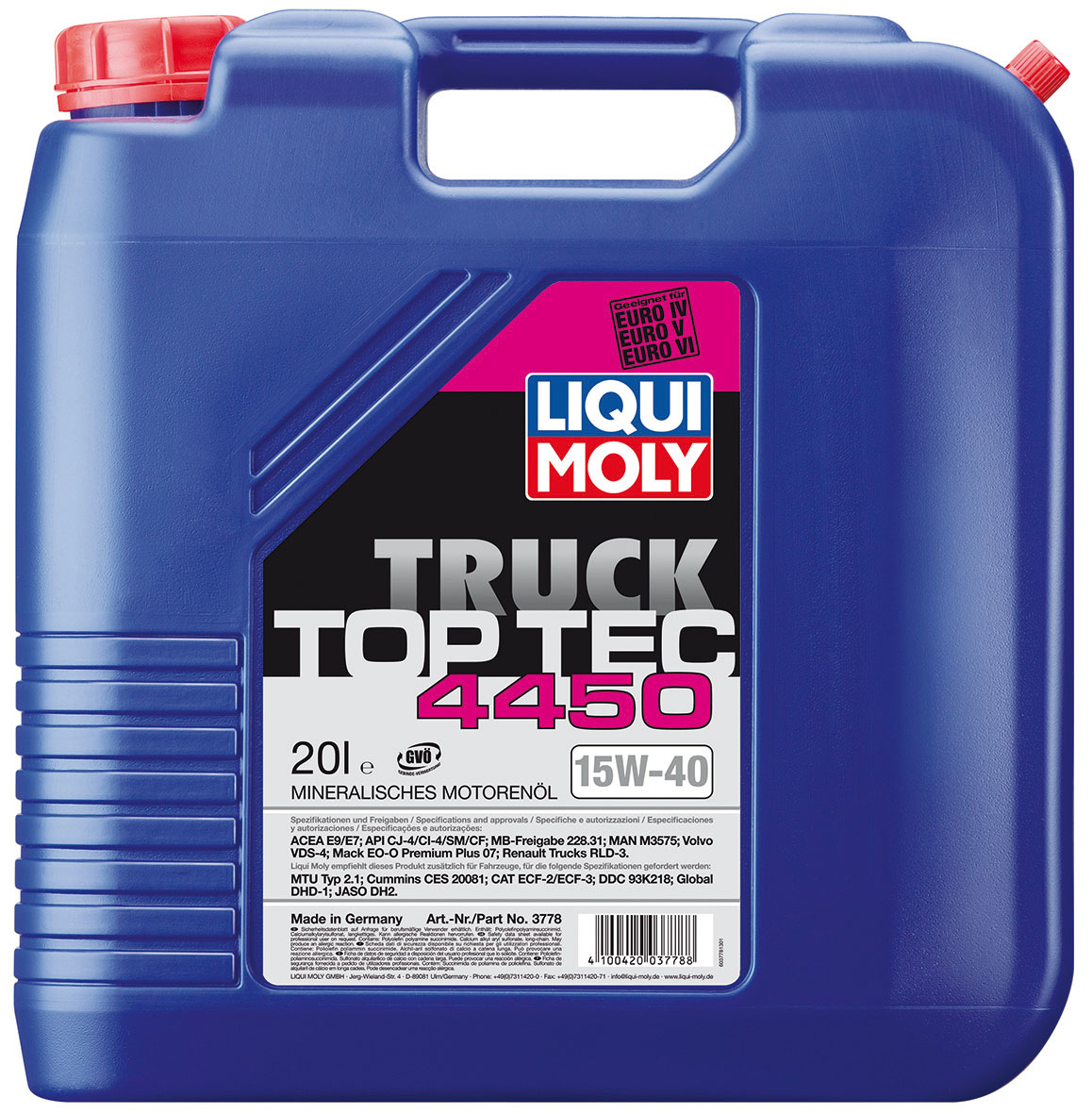 Минеральное моторное масло Top Tec Truck 4450 15W-40 20 л. 3778 LIQUI MOLY  - купить по низкой цене