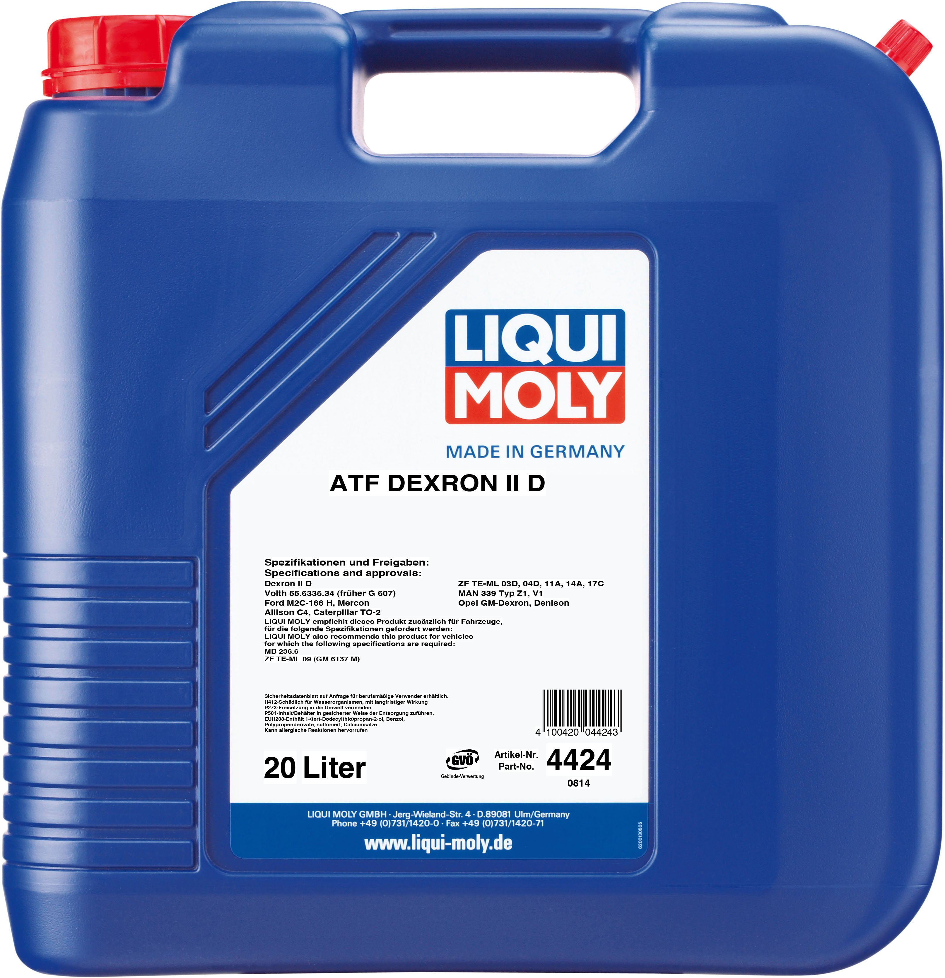 Минеральное трансмиссионное масло для АКПП ATF Dexron II D 20 л. 4424 LIQUI  MOLY - купить по низкой цене