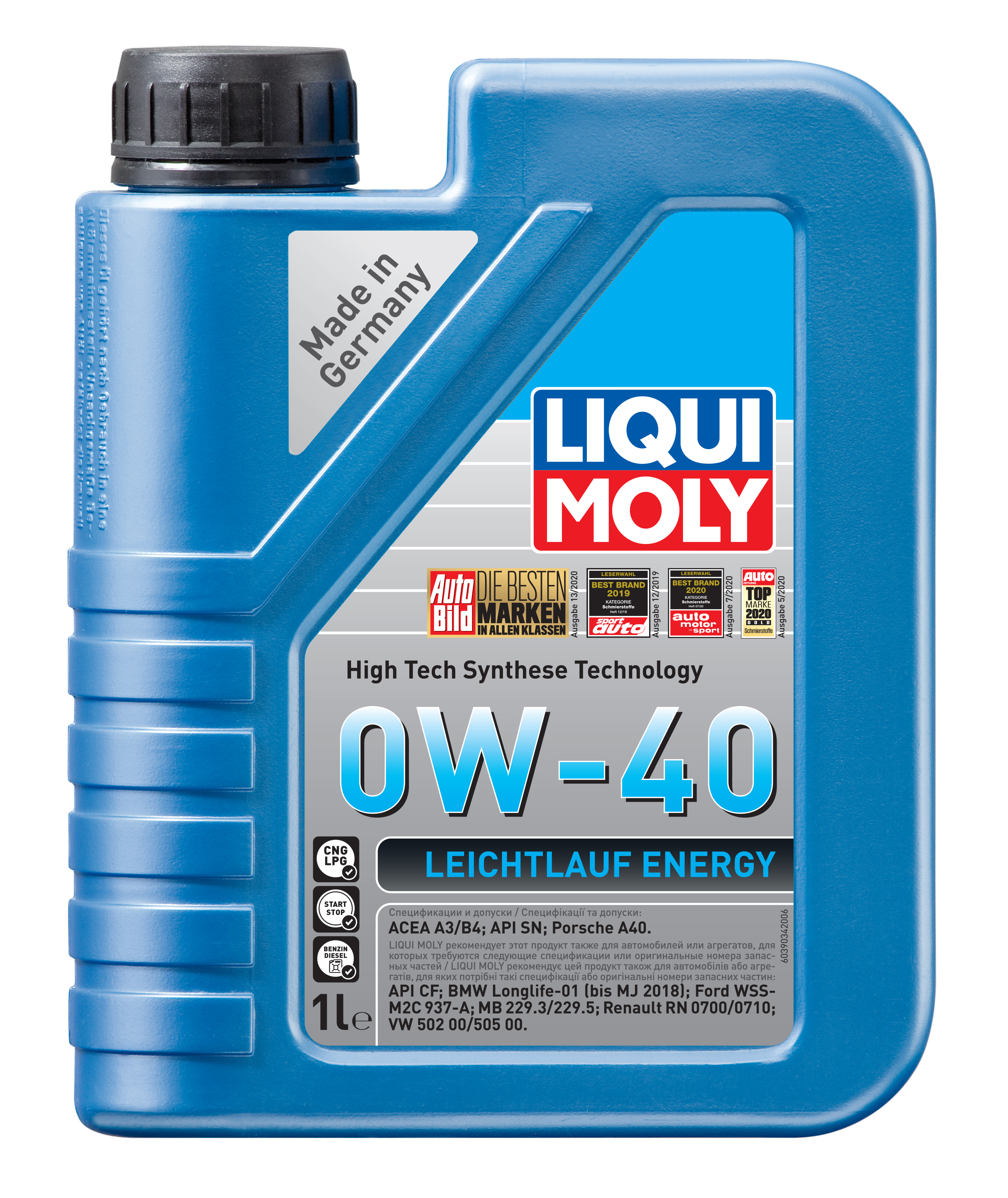 Синтетическое моторное масло Leiсhtlauf Energy 0W-40 1 л. 39034 LIQUI MOLY  - купить по низкой цене