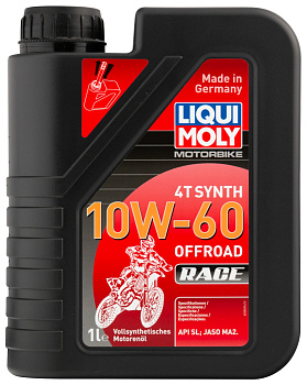 Синтетическое моторное масло для 4-тактных мотоциклов Motorbike 4T Synth Offroad Race 10W-60 1 л. артикул 3053 LIQUI MOLY