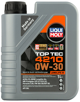 НС-синтетическое моторное масло Top Tec 4210 0W-30 1 л. артикул 21604 LIQUI MOLY