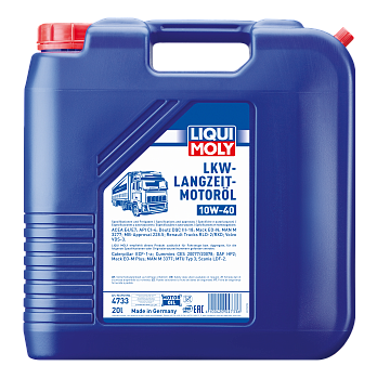 НС-синтетическое моторное масло LKW-Langzeit-Motoroil 10W-40 20 л. артикул 4733 LIQUI MOLY