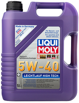 НС-синтетическое моторное масло Leichtlauf High Tech 5W-40 5 л. артикул 2328 LIQUI MOLY