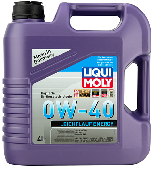 Синтетическое моторное масло Leiсhtlauf Energy 0W-40 4 л. артикул 20740 LIQUI MOLY
