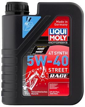 Синтетическое моторное масло для 4-тактных мотоциклов Motorbike 4T Synth Street Race 5W-40 1 л. артикул 2592 LIQUI MOLY