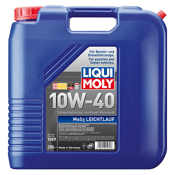 Полусинтетическое моторное масло MoS2 Leichtlauf 10W-40 20 л. артикул 1089 LIQUI MOLY