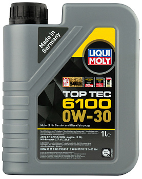 НС-синтетическое моторное масло Top Tec 6100 0W-30 1 л. артикул 20777 LIQUI MOLY